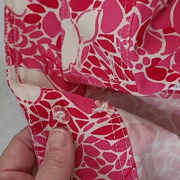 Lilly Pulitzer <White Label> Pink Floral Thin Corduroy Wrap Skirt size 12 - Picture 6 of 9